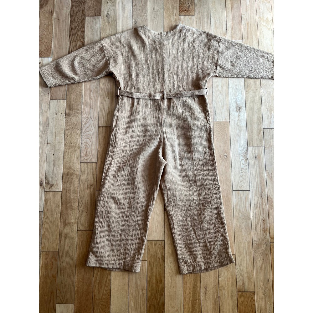 Nico Nico Cotton Jumpsuit Mustard Yellow Long Sleeve Button Front Tie Waist M - Picture 10 of 10